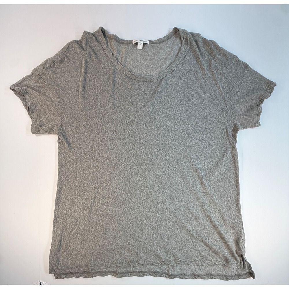 Standard James Perse Heather Grey Cotton Slub Scoop Neck T-Shirt WLK3275 Size 4